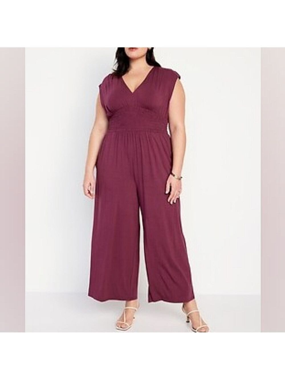 4X • Old Navy • Plum Waist-Defined Shirred Jumpsuit